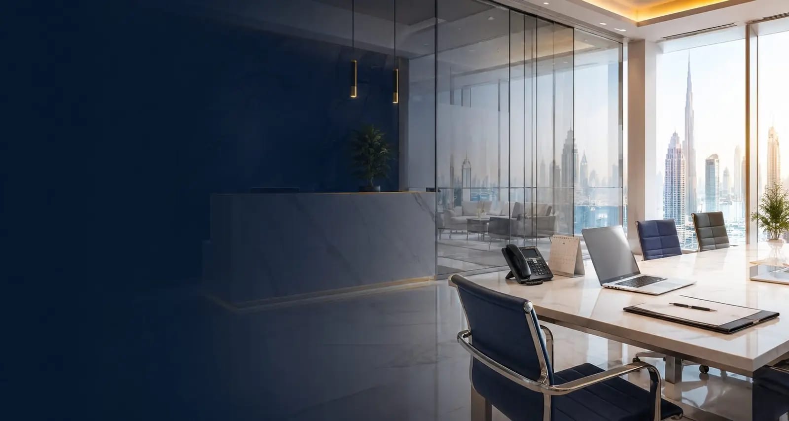 Accounting office reception and consultation area in Dubai
