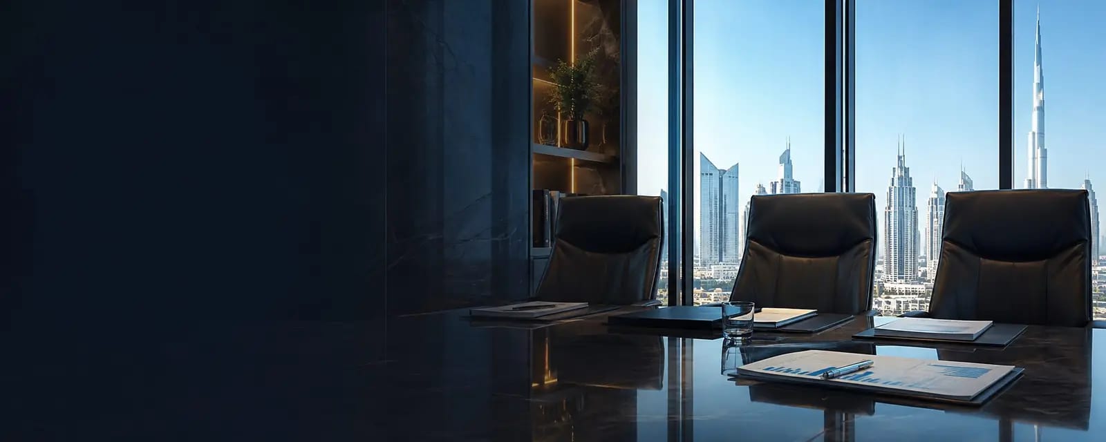 Executive boardroom prepared for leadership discussion