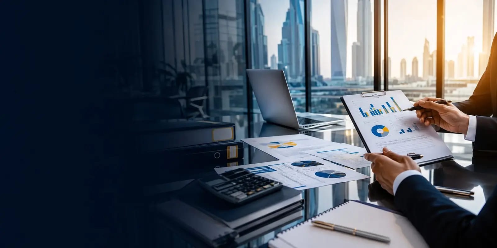 Accounting services documents and reports in a UAE office